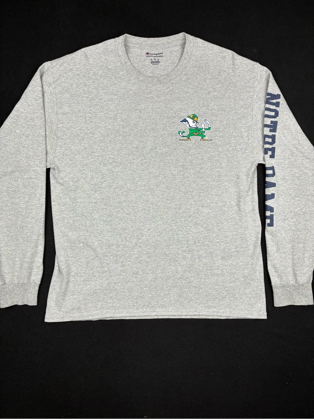 Champion Notre Dame Fighting Irish Long Sleeve Shirt Grey Large NCAA College